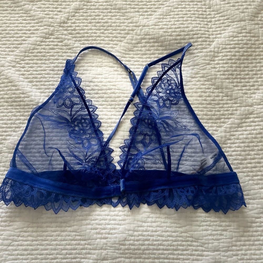 Elegant Blue Lace Bralette